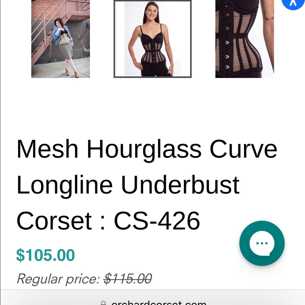 Mesh Black Waist Training Corset Size 32 Orchard Corset